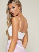 Women's Basic Solid Spaghetti Strap Slim Fit Tube Crop Cami Tank Top
